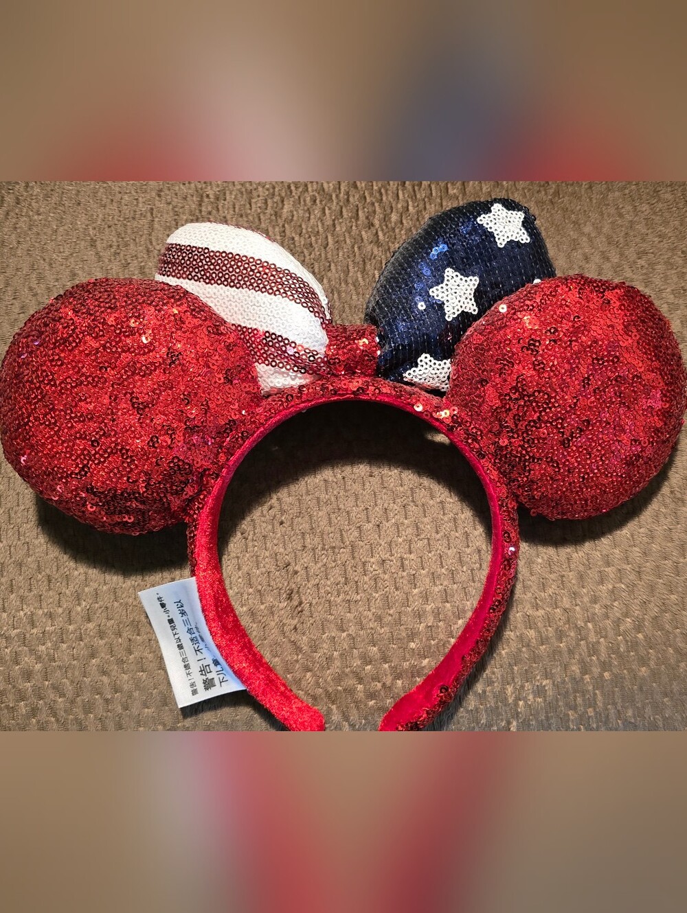 Disney Minnie Ears Headband - Patriotic Red, White & Blue - Picture 4 of 5